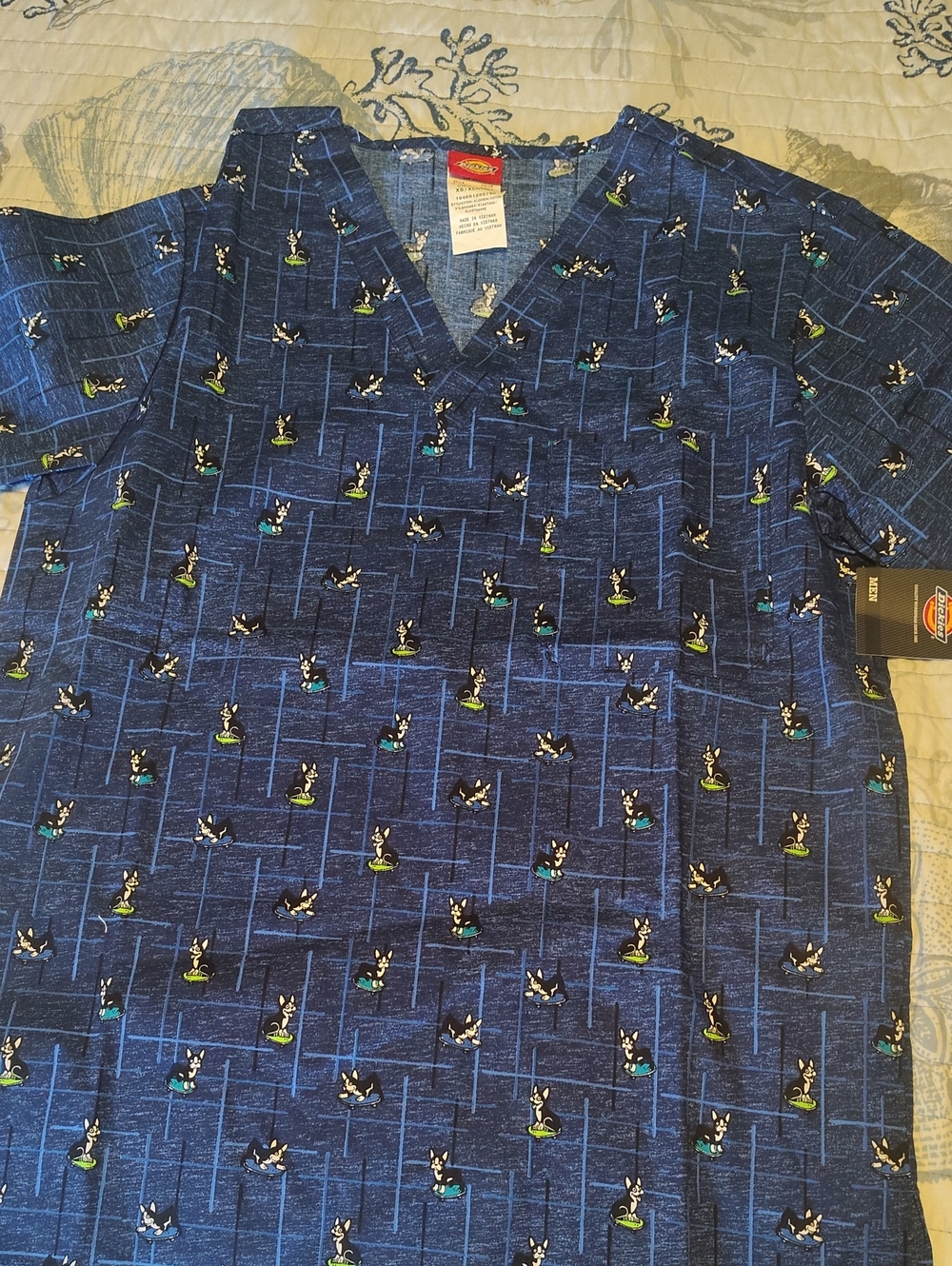 Dickies Navy Blue Printed Button-Front Casual Shirt
